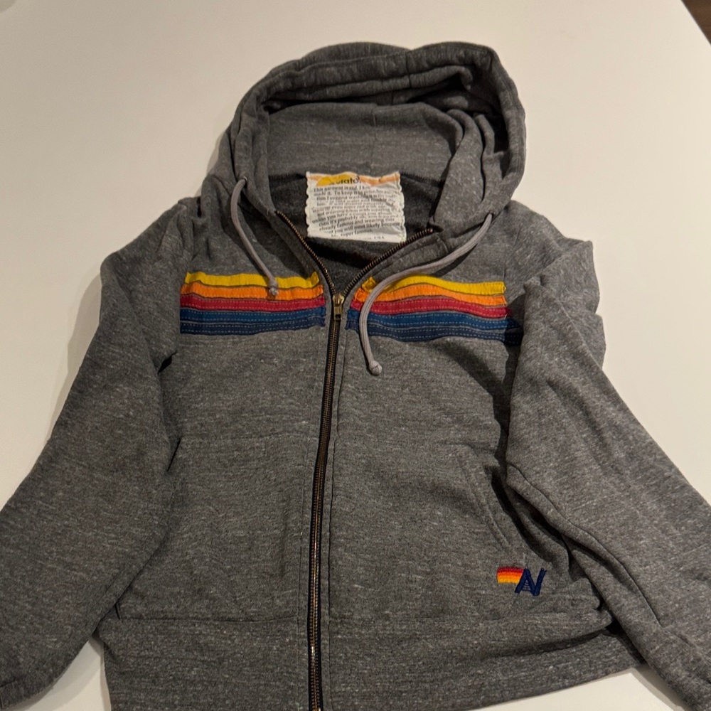 Aviator Nation Gray Hoodie with Stripes size women S